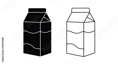 Two milk carton illustrations one filled one outline