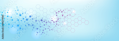 Molecular structure DNA, atom, neurons. Medical, technology, chemistry, science background. Science concept for your design. Connected lines with dots. Vector illustration.