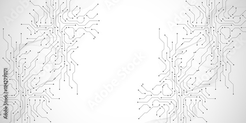 Circuit board digital abstract background. Motherboard technology texture design. AI semiconductor and computer processor on tech bg. Vector illustration