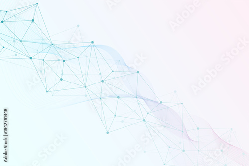 Global network connection website header or banner design. Abstract background with connecting dots and lines. Global business. Social network communication. Internet technology. Vector illustration