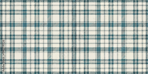 Classic checkered pattern fabric with blue and cream colors Vector