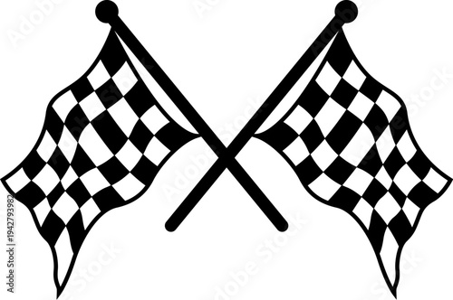 Checkered race flag cross vector, racing flag, finish flag, start, car racing, sport
