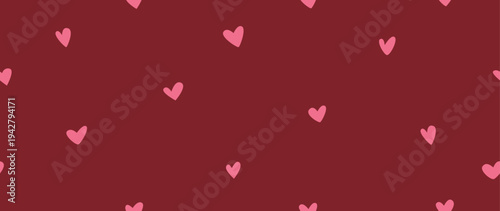 Vector flat illustration. Seamless minimalistic pattern on a light background with cute hearts. Perfect for textile design, screensavers, covers, cards, invitations and posters.