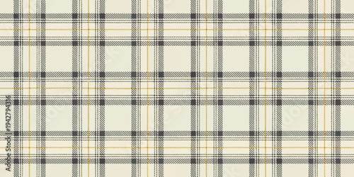 Classic plaid fabric pattern with subtle beige and dark grey hues Vector