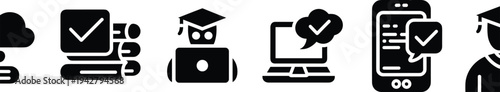 Icons Representing Online Learning and Digital Education cloud