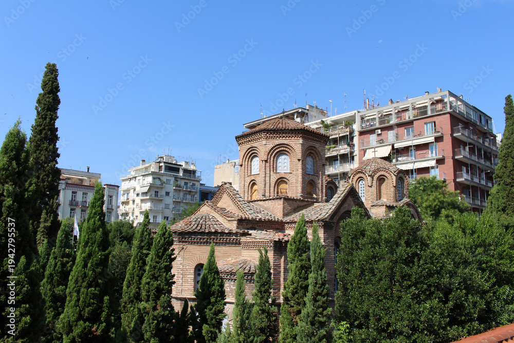Obraz premium Church of Panagia Chalkeon August 2024 Byzantine brick architecture