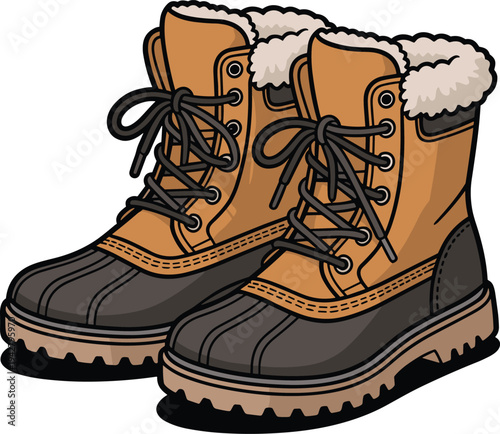 Beautiful winter boots vector on white background.