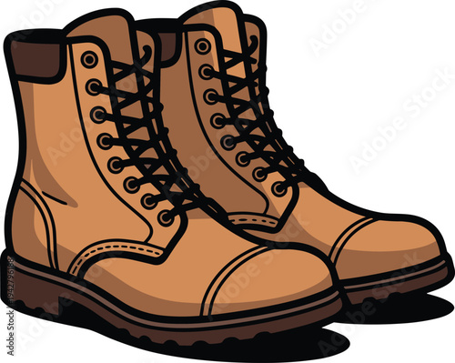 Leather boots vector on white background.