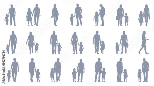 Diverse Urban Crowd Gradient Silhouette Set.