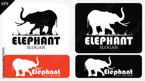 Elephant Silhouette icon. Simple vector illustration, Side view black big asian elephant silhouette vector illustration design on white and black background, Walking big elephant strong power, sign	