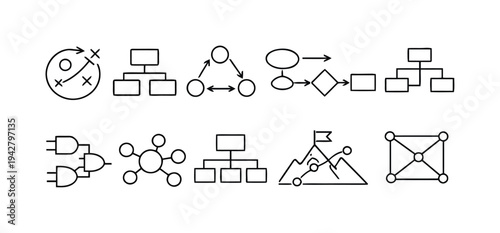 Flowchart and diagram icons for process visualization