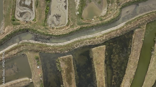 Salt Marsh Farming Birds-Eye-View Aerial Saint-Hilaire-de-Riez Vendee France Coastline