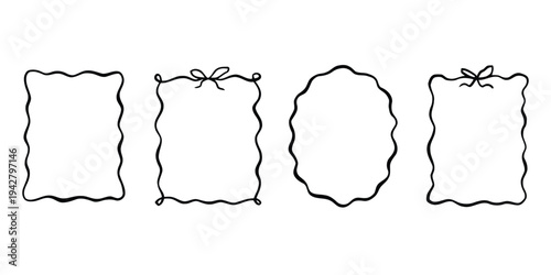 Four decorative hand drawn frames with wavy borders