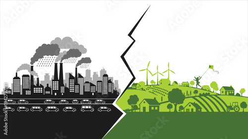 Industrial City vs. Sustainable Eco-Village Comparison