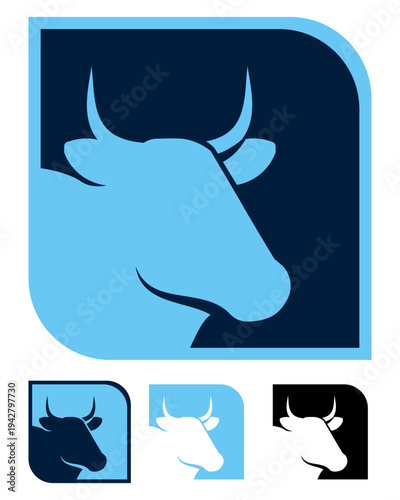 Cattle Silhouette – Cow Head Symbol for Beef Production and Meat Industry Branding	
