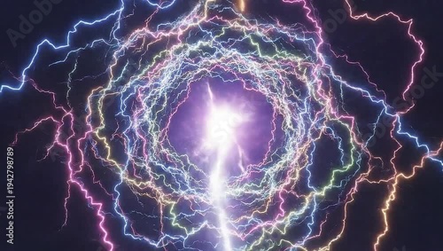 Wallpaper Mural Colorful lightning bolts forming a tunnel and then a bright explosion. Torontodigital.ca