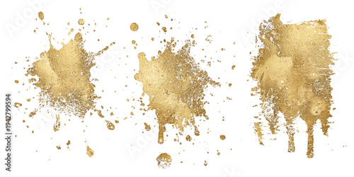 Luxury golden grunge paint brush stroke set splash vector design. abstract gold foil stain artistic line element banner border frame background.