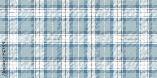 Classic plaid pattern fabric with light blue and white color scheme Vector