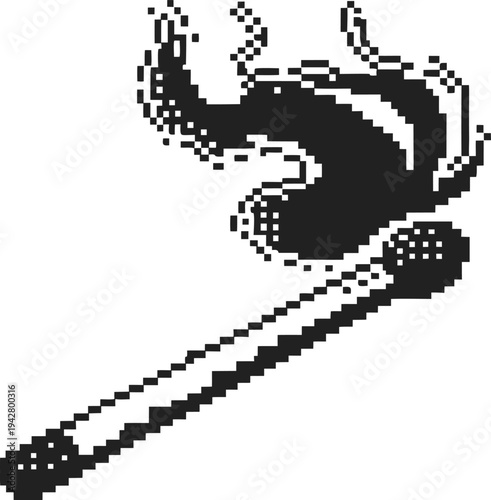 Burning match with smoke curling upwards igniting flame, energy, fire safety, ignition concept