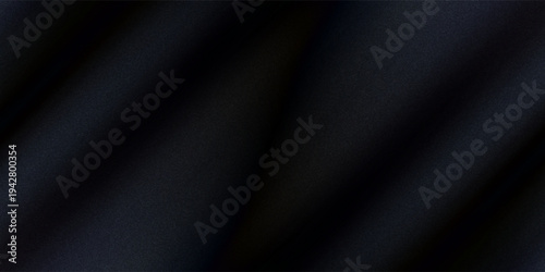 Black dark gray blue abstract elegant background. Drapery. Curtain. Fabric material. Soft folds. Wave stripe line. Gradient. Empty space. Design. Template.