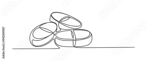 Minimalist single line of three overlapping pills medicine health healthcare medical