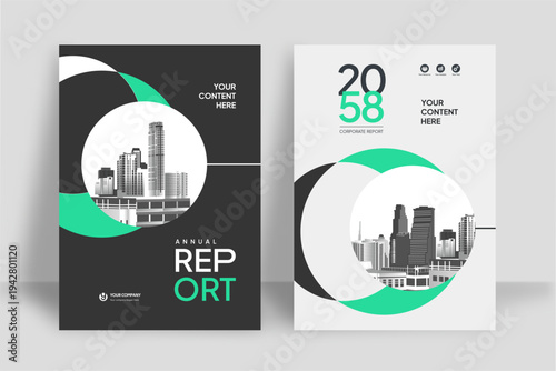 Business Report Cover Template – Green Geometric Layout (A4)