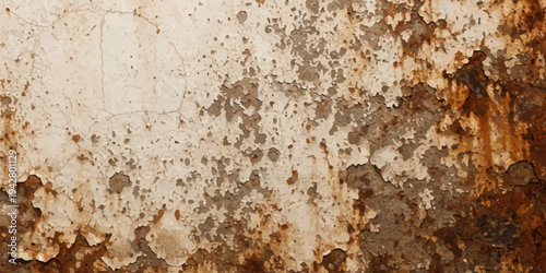 A weathered vintage background featuring a rough, aged rusty iron metal surface with a brown grunge texture and dirty metallic paint on an old weathered steel wall material