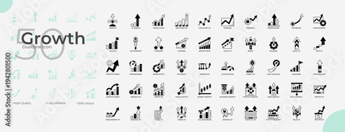 Growth Duotone Editable Icons set