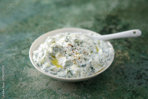 Traditional yogurt sauce with herbs