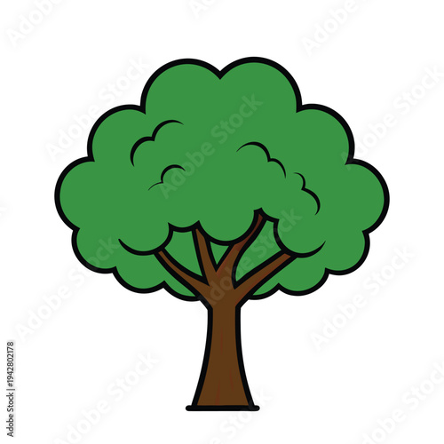 Lush Green Tree With Dense Leaves Nature Vector