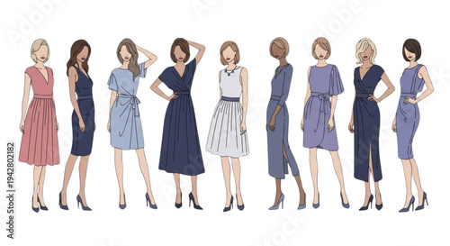 Empowered Multi-Ethnic Professional Women Standing Together in a Row