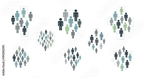 Diverse Groups of People Gathered Together in Clusters.