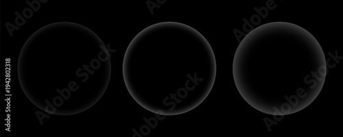 Three shimmering circular frames composed of colorful glittering particles float against a transparent background high-quality professional