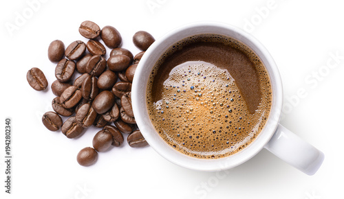 Photos Cup of black coffee on white background.