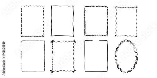 Hand drawn decorative border frames and shapes collection