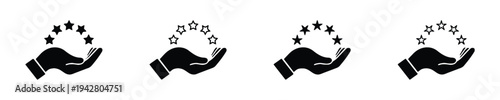 Hand holding stars icon symbolizing quality service and customer satisfaction rating
