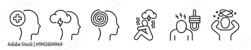 Human psychology icons showing mental state health positive and negative emotions stress and clarity