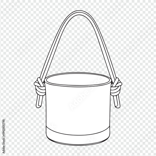 metal bucket with handle isolated on white background