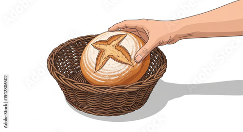 Hand Holding Star Shaped Bread.