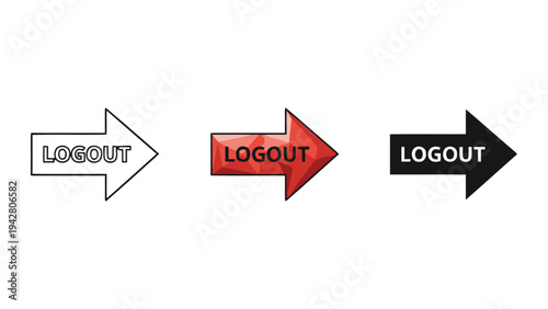 Logout arrow icon set, exit and exit sign symbols