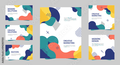 Abstract colorful shapes and modern design elements for creative marketing and business presentations.