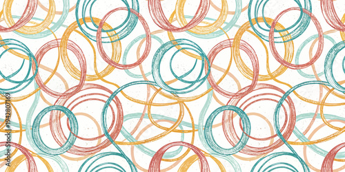 Colorful abstract pattern of intertwined loops and circles on a seamless background Vector