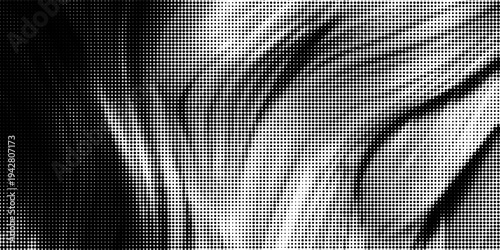 Grunge halftone gradient background. Faded grit noise texture. White and black sandy wallpaper. Retro pixelated backdrop. Anime or manga style comic overlay