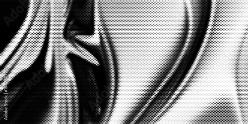 Grunge halftone gradient background. Faded grit noise texture. White and black sandy wallpaper. Retro pixelated backdrop. Anime or manga style comic overlay