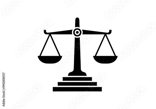 Law scale balance icon for justice and legal symbol, flat vector illustration