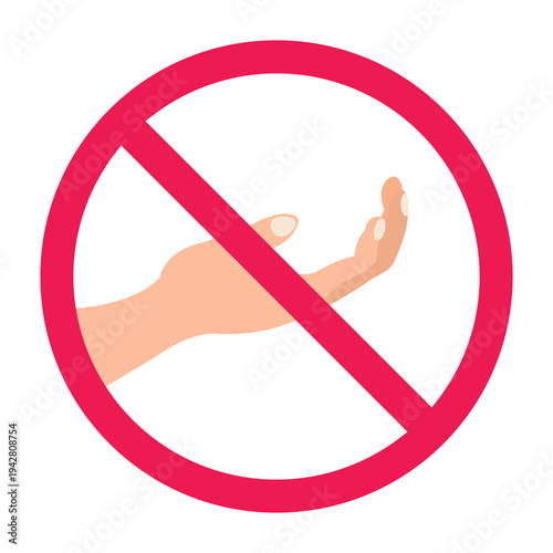 No beggar sign, no begging sign, panhandling prohibited symbol, no asking for money sign, vector illustration
