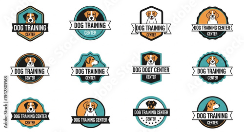 Collection of Dog Training Logos with Various Designs.