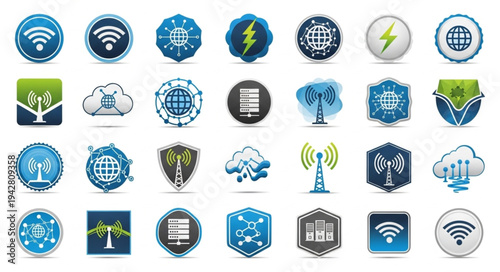 Collection of Technology and Network Icons.