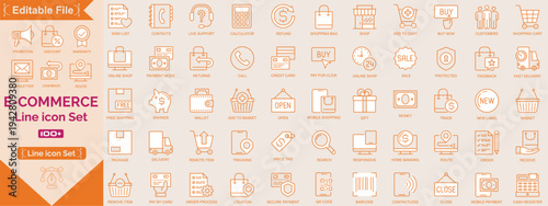 E-commerce, online shopping and delivery elements - minimal thin line web icon set. Outline icons collection. Simple vector illustration.