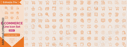 E-commerce, online shopping and delivery elements - minimal thin line web icon set. Outline icons collection. Simple vector illustration.